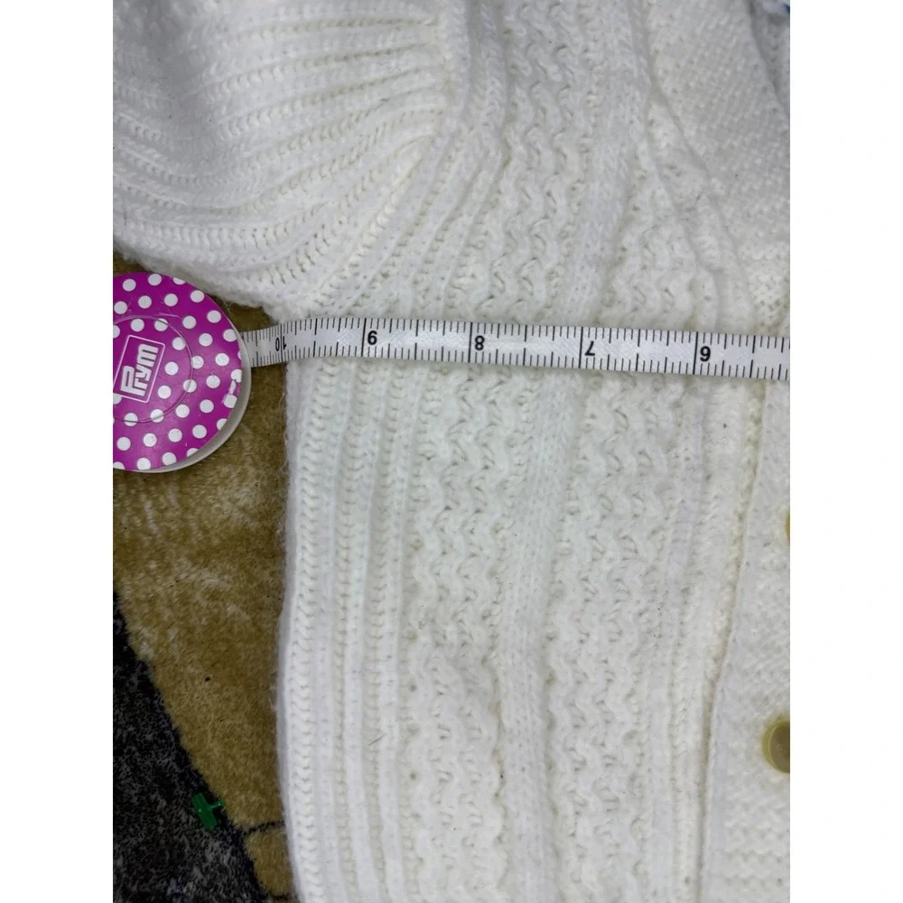 Vintage Cradle Knit‎ Baby 3pc Set Cardigan Suspender Shorts Bonnet Cream White